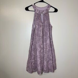 Francesca's Collections Lilac Floral Lace Mini Dress